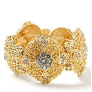 J.Crew Women's Gold Crystal Circle Stretch Bracelet NIP 48 - Bild 1 von 7