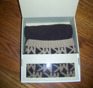 Michael Kors Boot Socks Brown/Tan Logo Woven L -XL - Picture 1 of 1