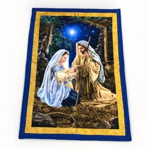Handmade Baby or Wall Hanging Quilt, Baby Jesus Nativity Christmas 26.5 X 37 - Picture 1 of 8