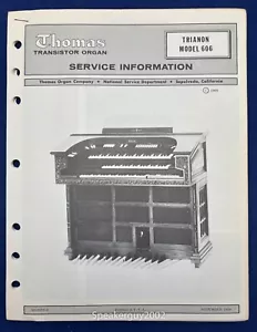 Original Thomas Organ Service Manual / Trianon 606 -- #2 - Picture 1 of 1