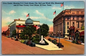 Postcard El Paso TX c1939 Civic Center Court House City Hall War Memorial  - Picture 1 of 2