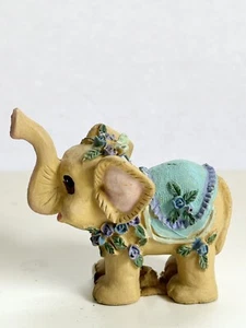 Elefant Figur bemalt Harz Blumen 2,5 cm Dekor - Bild 1 von 10