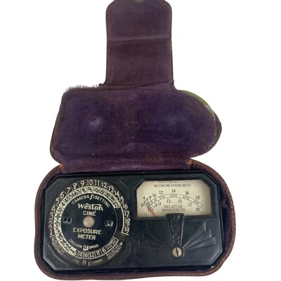 Medidor de exposición de cine vintage WESTON Cine modelo 819 en estuche de cuero sin probar Foto 1 de 4