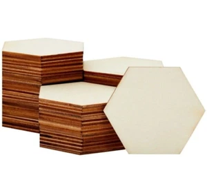 60 Pack Unfinished Wooden Hexagon Pieces 3 In Wood Slice Cutouts - Picture 1 of 8