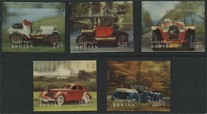 BHUTAN, 5 DIFFERENT STAMPS 3-D AUTOMOBILES / OLDTIMERS - Picture 1 of 1
