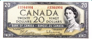 1954 $20.00 Canadian Banknote / BC-41b / PCGS 63 Choice New - Picture 1 of 4