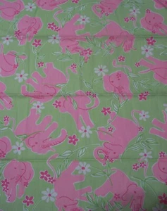 RARE LILLY PULITZER FABRIC*TOAST OF TOWN ELEPHANTS*3 pieces"*COTTON*PINK GREEN - Picture 1 of 4