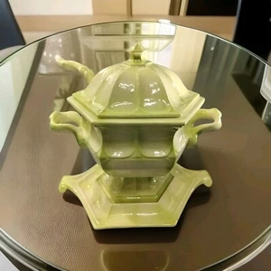 Vintage Enterprises Ceramic Soup Tureen Bowl Lid Underplate & Ladle Thanksgiving - Picture 1 of 15