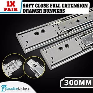 1x ball bearing drawer runners kitchen vanity 300mm soft close CABINET cupboard - Picture 1 of 6