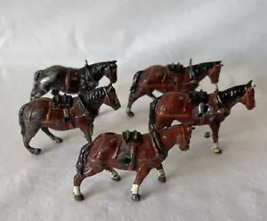 Lote de 5 REPUESTOS Juguetes Británicos Plomo Pintados De Colección Usados Jugados Todos los Caballos en Tack - Imagen 1 de 19
