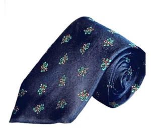 LANDS END Christmas Tie Candy Canes with Green Ribbons on Navy 59”L x 3.5”W - Picture 1 of 5
