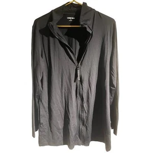 Lands End Black Polyester Spandex Zip Up Activewear Workout Jacket Size Large - Picture 1 of 6