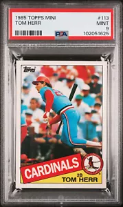 1985 TOPPS MINI # 113 TOM HERR PSA 9 MAC SPOTLESS 100 MADE * 1625 - Picture 1 of 5