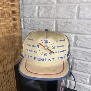 Vintage Three Stripe Retirement Clock Hat Cap Sportstime USA Made In Taiwan 90s - Picture 1 of 10