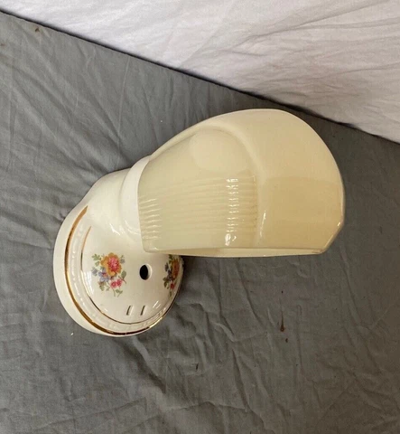 Antique Ivory Ceramic Sconce Old Custard Shade Wall Light Floral Gold 278-22E Cover