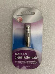 Radio Shack TV/VCR Coax Signal Attenuator Male to Female F-Jack, 150-1257. New! - Picture 1 of 4