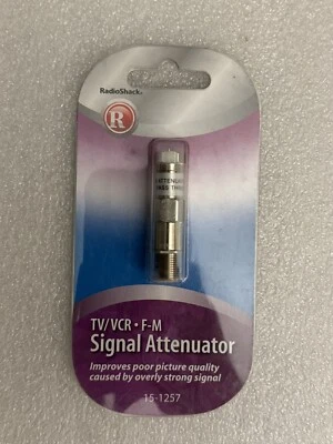 Radio Shack TV/VCR Coax Signal Attenuator Male to Female F-Jack, 150-1257. New! - Image 1 of 4
