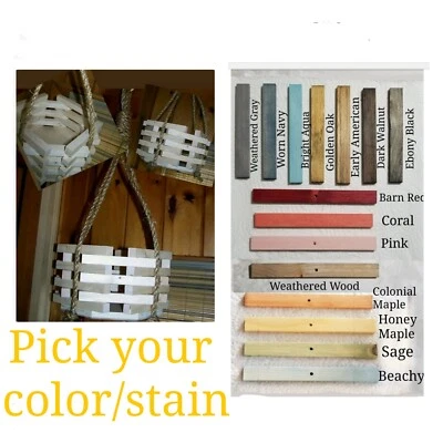 Hexagon Octagon wood wooden bucket hanging planter plant farmhouse country stain - Image 1 of 4