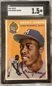 1954 Topps Baseball #128 Hank Aaron Rookie Card Graded SGC 1.5 HOF