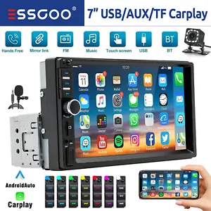 1 DIN Autoradio 7 Zoll Carplay Android Auto Bluetooth USB AUX TF Mikrofon Kamera - Bild 1 von 15