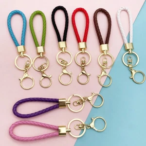 Metal Keychain PU Leather Rope Strap Keyring Chain Key Fob For Unisex Gift - Picture 1 of 30