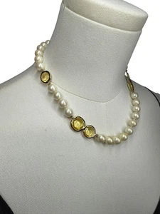Collana Kate Spade perle vetro giallo tono oro tranquilla lusso pensionato vecchi soldi - Foto 1 di 7