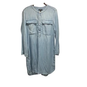Vestido Camisa J Crew Mujer Índigo Claro Cambray Popover L Costero Náutico - Imagen 1 de 5