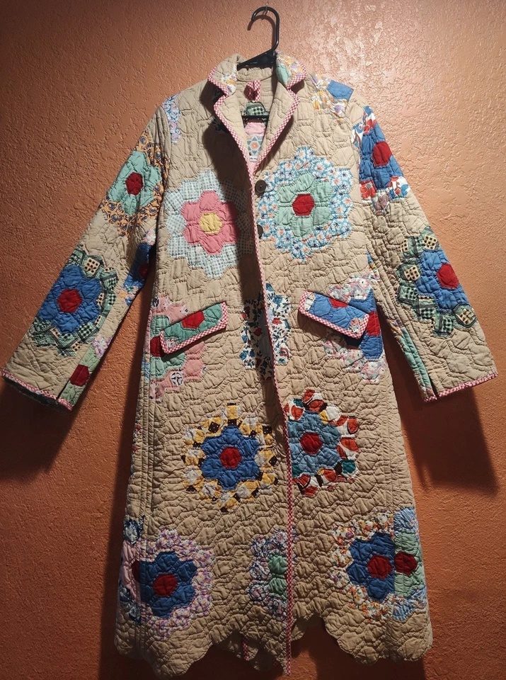 BOHO CHIC - Michelle Weiss Co. Quilted Jacket S - VINTAGE HANDMADE HIPPIE STYLE  - Image 1 of 4
