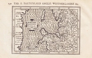 Gales Cheshire Lancashire Merseyside Gran Bretaña mapa Hondius Bertius 1618 - Imagen 1 de 1