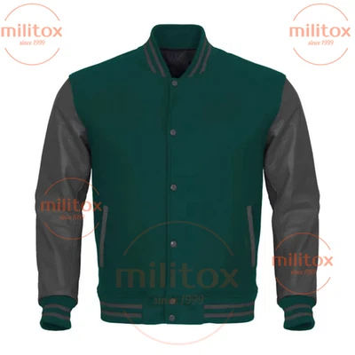 Varsity Jacket – Wool Body & Leather Sleeves | Premium Quality, Free Shipping, - Image 1 of 3