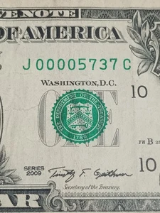 2009 J KANSAS CITY J-C BLOCK LOW SERIAL NUMBERS 4 ZEROS IN FRONT (J00005737C) - Picture 1 of 8