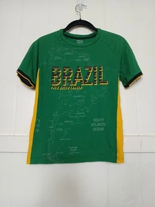 POLO Ralph Lauren BRAZIL Graphic T Shirt Youth M (Boys) Green Yellow Cotton - Picture 1 of 13