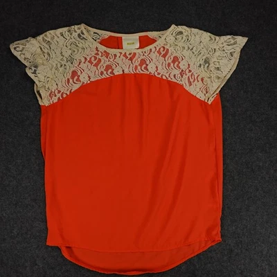 Maeve Anthropologie Orange Lace Top Blouse Womens Small S  Round Neck BOHO - Image 1 of 4