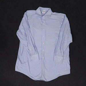Brooks Brothers Button Down Shirt Mens 18-4/5 Blue Check Long Sleeve Non Iron - Picture 1 of 10