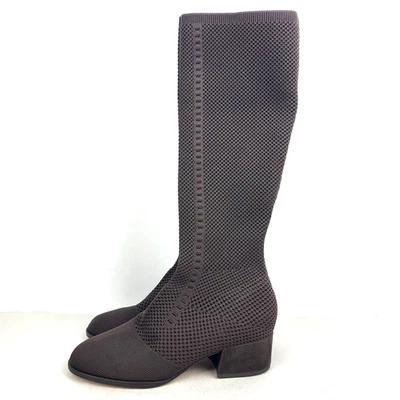 Eileen Fisher Alas Womens Tall Boots Stretchy Knit Mesh Chocolate Brown Size 8.5 - Image 1 of 4