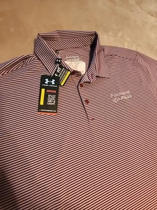 NEW Under Armour HeatGear mens polo shirt XXL Maroon Gray stripe Earnhardt Lexus - Picture 1 of 7