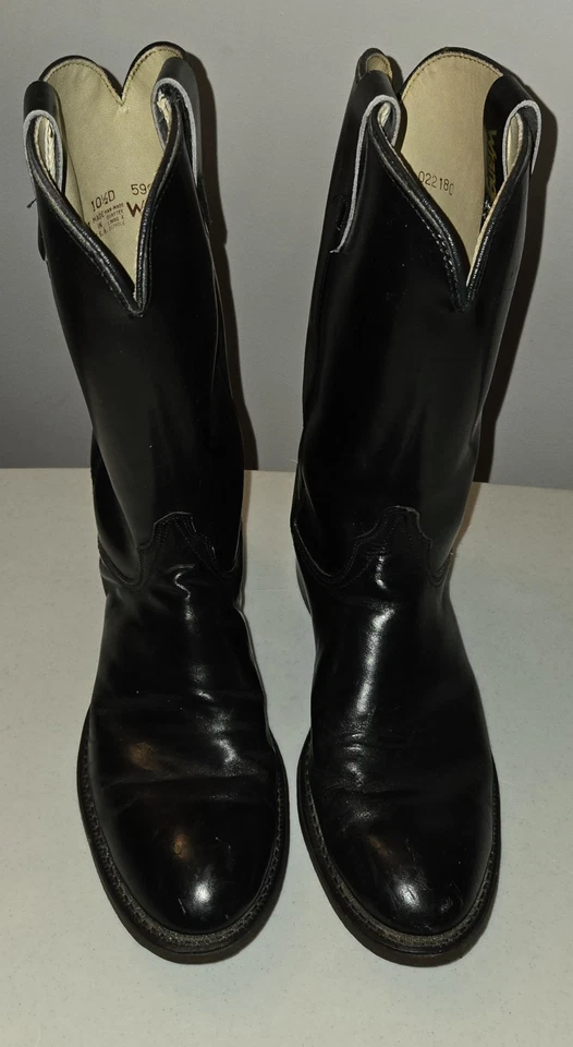 Wrangler Hombres - Talla 10.5D - Botas de Vaquero Negras Vintage Estilo 5992 LEER  Foto 1 de 4
