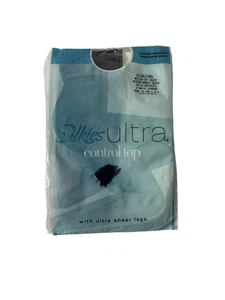 Vintage Silkies Ultra Control Top Barely Black Medium Ultra Sheer Legs USA - Picture 1 of 7