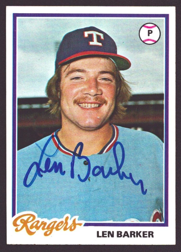 LEN BARKER 1978 Topps #634 AUTOGRAPH RANGERS Auto Signed Indians Braves Brewers - Image 1 of 1