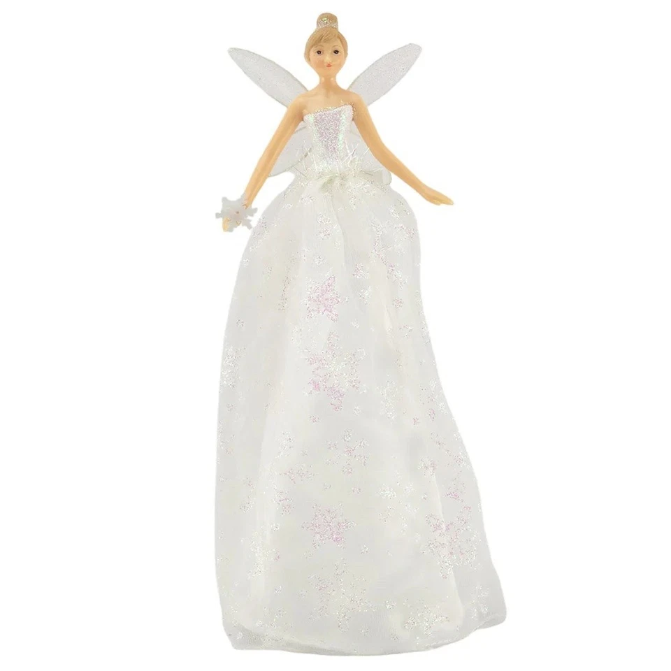 Gisela Graham White Snowflake Design Large Fairy Christmas Tree Topper Decor - Image 1 of 1