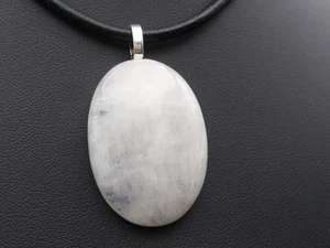GJ69 GJA MONDSTEIN AFRIKA OVAL 64,5ct *WEISS* EDELSTEIN-ANHÄNGER +KETTE / LEDER! - Bild 1 von 6