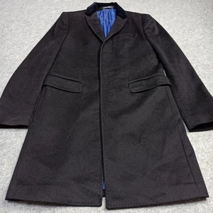 Herren Kaschmir Wolle Mantel UK-36 EU-46 Schwarz Long Jacke Overcoat Made in Italy - Bild 1 von 23