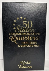 50 States Commemorative Quarters 1999-2008 Complete Set Gold Edition w Box COAS - Picture 1 of 12