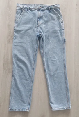 ZARA SIZE 12 (eur 40) FADED LIGHT BLUE UTILITY JEANS - Image 1 of 4