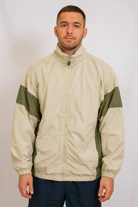Old Navy 90s Vintage Nylon Windbreaker Jacket Beige Green Large - Picture 1 of 8