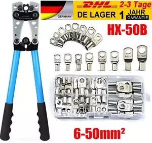60X Batteriekabelschuh Sortiment 6-50mm² Crimpwerkzeug Rohrkabelschuhe Zange Set - Bild 1 von 10