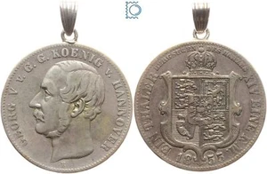 Hannover Ausbeutetaler 1855 B, Georg V. 1851-1866, gehenkelt [MZ565 - Bild 1 von 3
