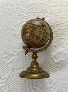 Olde World Globe Brass Stand Made In Italy 5” High - Picture 1 of 8