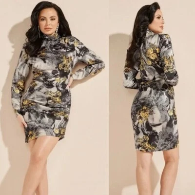 Nuevo con etiquetas Nuevo Vestido Marciano Aurora Estampado Rosa Dorado Manga Larga $208 Talla 6 Foto 1 de 4