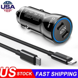 40W Fast Charging Double Type-C Car Charger For iPhone 16plus 16e 15 14 13 Pro X - Picture 1 of 18